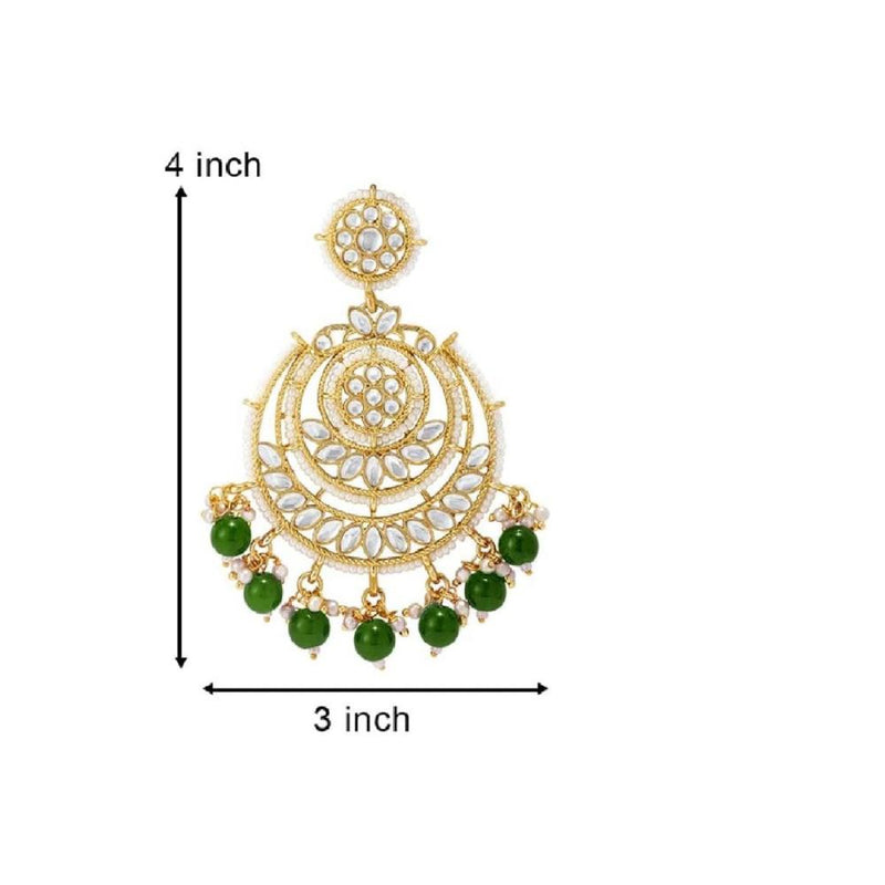 Etnico Gold Plated Traditional Kundan & Pearl Chandbali Earrings for Women (E3002G)