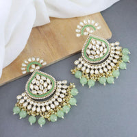 Etnico Gold Plated Traditional Handcrafted Kundan Earrings Adorned with Pearls for Women and Girls (E3015Min)