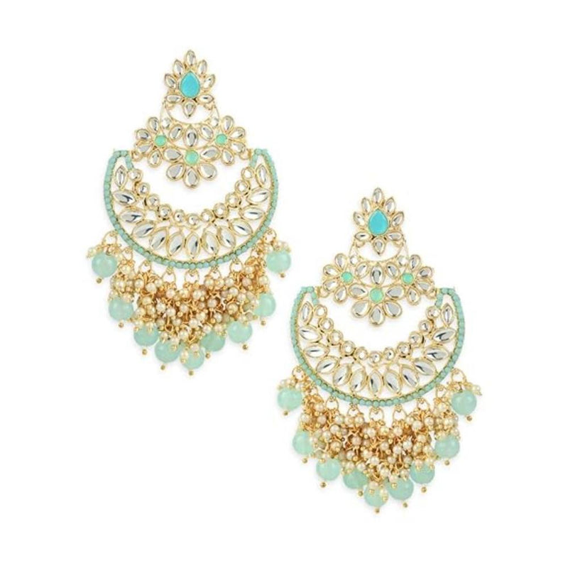 Etnico Gold Plated Traditional Pearl Kundan Beaded Chandbali Earrings for Women/Girls (E3056Sb)