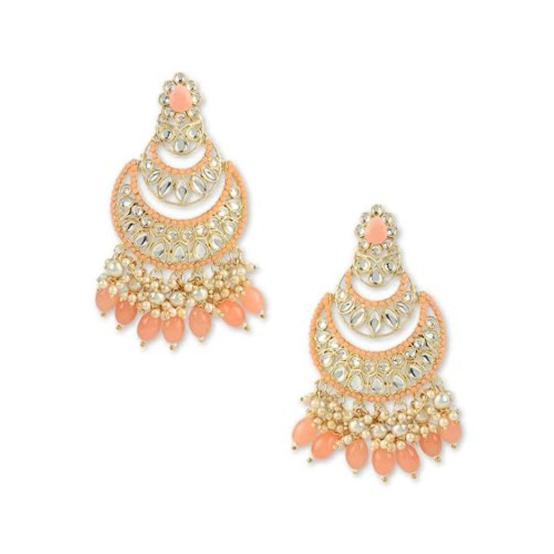 Etnico Gold Plated Traditional Handcrafted Pearl Kundan Beaded Chandbali Earrings for Women/Girls (E3057Pe)