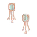 Etnico Valentine's Special Rose Gold Plated Mint CZ & American Diamond Beautiful Studs Earrings for Women (E3067Min)