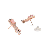Etnico Valentine's Special Rose Gold Plated Pink CZ & American Diamond Beautiful Studs Earrings for Women /Girls (E3067Pi)
