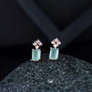Etnico Valentine's Special Rose Gold Plated Mint CZ & American Diamond Beautiful Studs Earrings for Women/Girls (E3069Min)