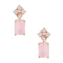 Etnico Valentine's Special Rose Gold Plated Pink CZ & American Diamond Beautiful Studs Earrings for Women /Girls (E3069Pi)