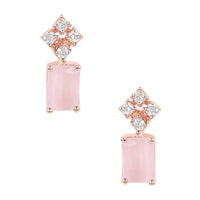 Etnico Valentine's Special Rose Gold Plated Pink CZ & American Diamond Beautiful Studs Earrings for Women /Girls (E3069Pi)