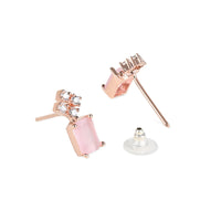 Etnico Valentine's Special Rose Gold Plated Pink CZ & American Diamond Beautiful Studs Earrings for Women /Girls (E3069Pi)