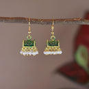 Etnico Gold Plated Traditional Meenakari Handcrafted Green Pearl Jhumki Earrings for Women/Girls(E3074G)