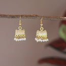Etnico Gold Plated Traditional Meenakari Handcrafted White Pearl Jhumki Earrings for Women/Girls(E3074W)