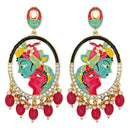 Etnico Gold Plated Traditional Meenakari Temple Radha Krishna Jhumka Earrings for Women and Girls (E3075Q)