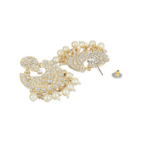 Etnico Gold Plated Intricately Designed Traditional Chandbali Earrings Glided With Kundans & Pearls (E3077W)