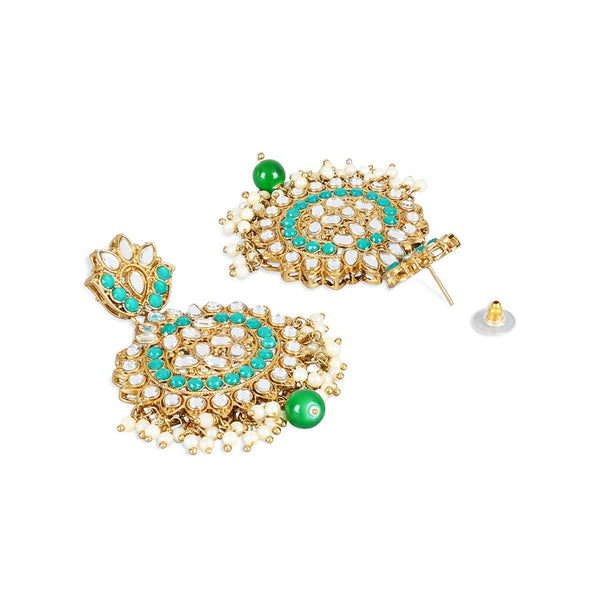 Etnico Gold Plated Traditional Kundan & Stone Studded Chandbali Earrings For Women(E3078G)