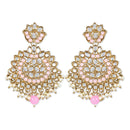 Etnico Gold Plated Traditional Kundan & Stone Studded Chandbali Earrings For Women(E3078Pi)