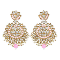 Etnico Gold Plated Traditional Kundan & Stone Studded Chandbali Earrings For Women(E3078Pi)
