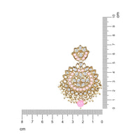 Etnico Gold Plated Traditional Kundan & Stone Studded Chandbali Earrings For Women(E3078Pi)