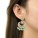 Etnico Gold Plated Traditional Kundan & Stone Studded Chandbali Earrings For Women(E3079Min)