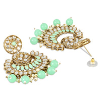 Etnico Gold Plated Traditional Kundan & Stone Studded Chandbali Earrings For Women(E3079Min)