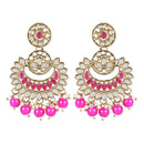 Etnico Gold Plated Traditional Kundan & Stone Studded Chandbali Earrings For Women(E3079Q)