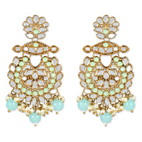 Etnico Gold Plated Traditional Kundan & Stone Studded Chandbali Earrings For Women(E3080Min)