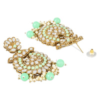 Etnico Gold Plated Traditional Kundan & Stone Studded Chandbali Earrings For Women(E3080Min)