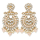 Etnico Gold Plated Traditional Kundan & Stone Studded Chandbali Earrings For Women(E3080Pe)