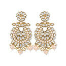 Etnico Gold Plated Traditional Kundan & Stone Studded Chandbali Earrings For Women(E3080Pe)