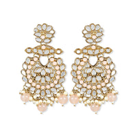 Etnico Gold Plated Traditional Kundan & Stone Studded Chandbali Earrings For Women(E3080Pe)