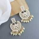 Etnico Gold Plated Intricately Designed Traditional Chandbali Earrings Glided With Kundans & Pearls (E3081W)