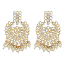 Etnico Gold Plated Intricately Designed Traditional Chandbali Earrings Glided With Kundans & Pearls (E3081W)