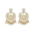 Etnico Gold Plated Intricately Designed Traditional Chandbali Earrings Glided With Kundans & Pearls (E3081W)