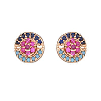 Etnico Valentine's Special Rose Gold Plated Glittering Crystal AD Stone Studs Earrings for Women & Girls (E3082)