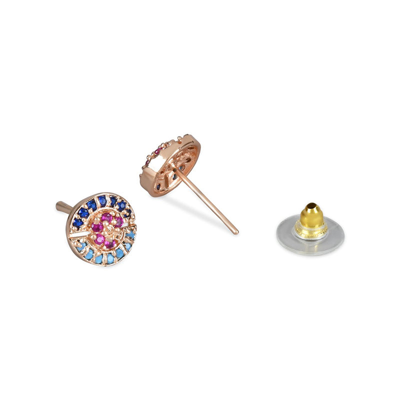Etnico Valentine's Special Rose Gold Plated Glittering Crystal AD Stone Studs Earrings for Women & Girls (E3082)