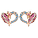 Etnico Valentine's Special Rose Gold Plated Glittering Crystal AD Stone Studs Earrings for Women & Girls (E3085)