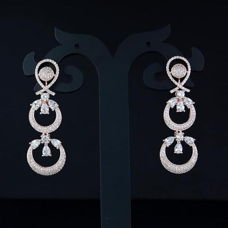 Etnico Stylish Latest Fashion Rose Gold Plated Glittering Crystal AD Stone studded Earrings for Women & Girls (E3087RG)