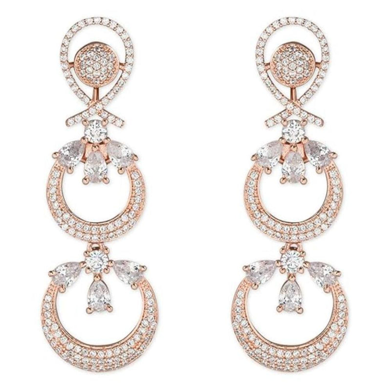 Etnico Stylish Latest Fashion Rose Gold Plated Glittering Crystal AD Stone studded Earrings for Women & Girls (E3087RG)