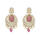 Etnico Gold Plated Traditional Pearl Kundan Stone Studded Chandbali Earring For Women/Girls (E3099Pu)