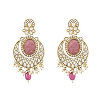 Etnico Gold Plated Traditional Pearl Kundan Stone Studded Chandbali Earring For Women/Girls (E3099Pu)