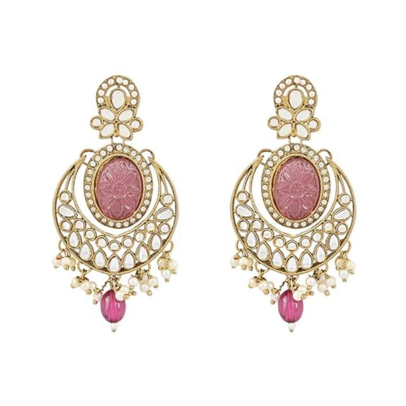 Etnico Gold Plated Traditional Pearl Kundan Stone Studded Chandbali Earring For Women/Girls (E3099Pu)