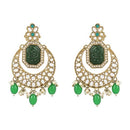 Etnico Gold Plated Traditional Kundan Pearl Stone Chandbali Earrings For Women/Girls (Green)