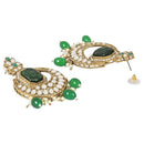 Etnico Gold Plated Traditional Kundan Pearl Stone Chandbali Earrings For Women/Girls (Green)