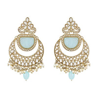 Etnico Gold Plated Traditional Pearl Kundan Stone Studded Chandbali Earring For Women/Girls (E3101Sb)