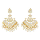 Etnico Traditional Gold Plated White Kundan Pearl Drop Chandbali Earring For Women/Girls (E3102W)