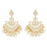 Etnico Traditional Gold Plated White Kundan Pearl Drop Chandbali Earring For Women/Girls (E3102W)