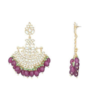 Etnico Traditional Gold Plated White Kundan Pearl Drop Chandbali Earring For Women/Girls (E3102Wi)