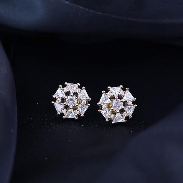 Etnico Stylish Latest Fashion Rose Gold Plated CZ and American Diamond Fashionable Look Stud Earrings For Women/Girls (E3107RG)