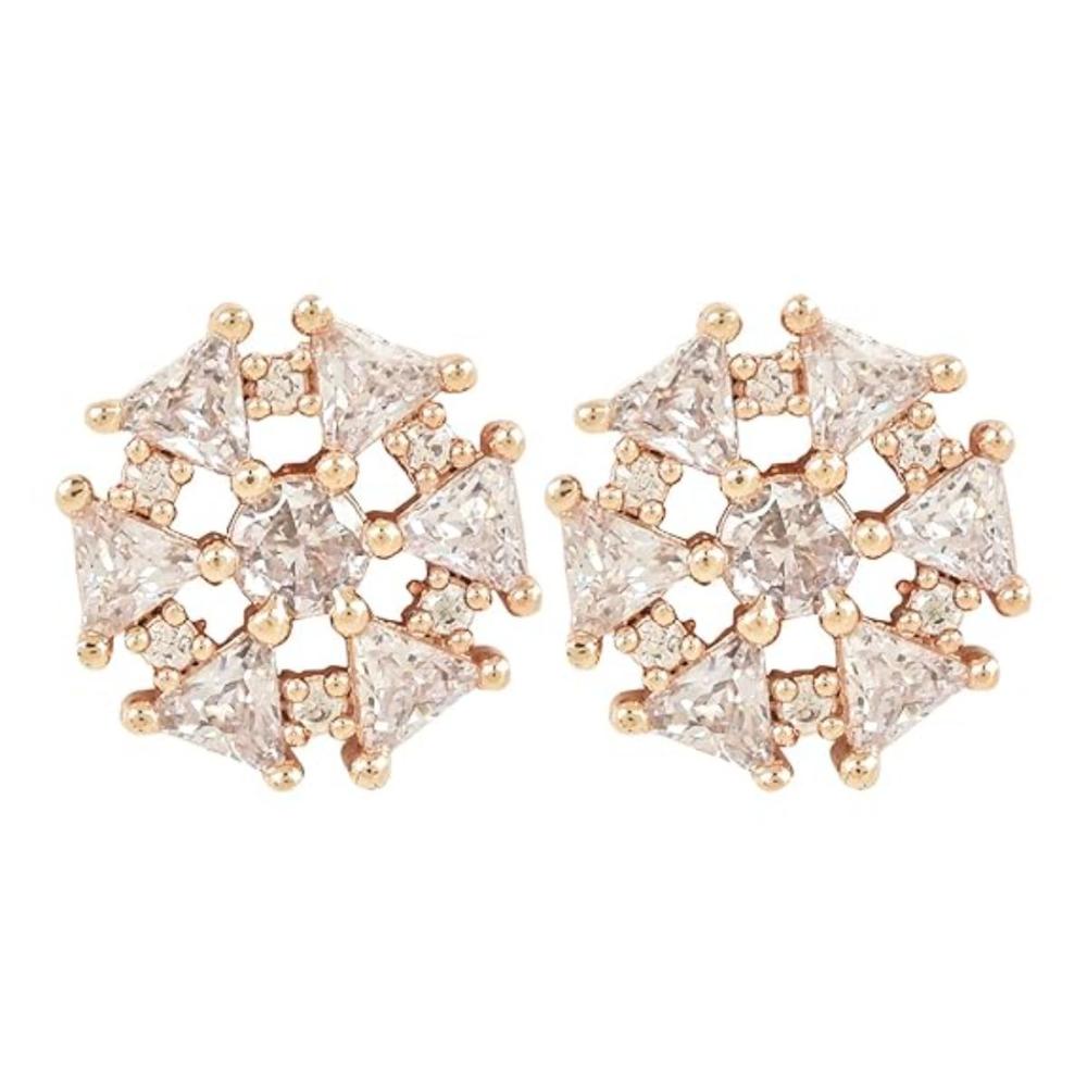 Etnico Stylish Latest Fashion Rose Gold Plated CZ and American Diamond Fashionable Look Stud Earrings For Women/Girls (E3107RG)