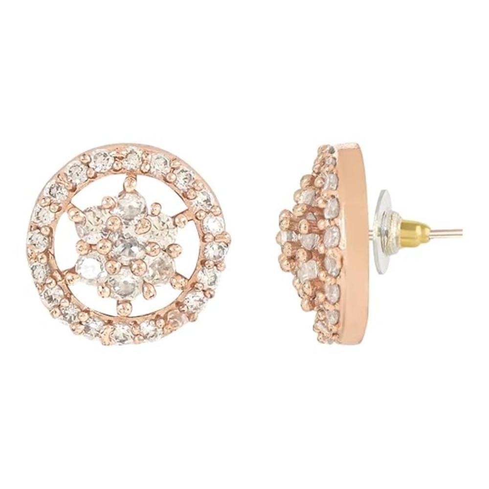 Etnico Stylish Latest Fashion Rose Gold Plated CZ and American Diamond Fashionable Look Stud Earrings For Women/Girls (E3108RG)