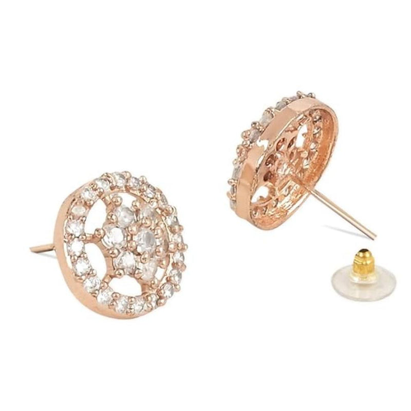 Etnico Stylish Latest Fashion Rose Gold Plated CZ and American Diamond Fashionable Look Stud Earrings For Women/Girls (E3108RG)