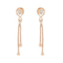 Etnico Valentines Special Sparkling Glamorous Rose Gold Plated Floral Shape Stud CZ and American Diamond Tassel Drop Fashionable Earrings for Women/Girls