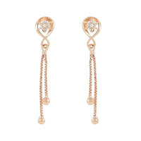 Etnico Valentines Special Sparkling Glamorous Rose Gold Plated Floral Shape Stud CZ and American Diamond Tassel Drop Fashionable Earrings for Women/Girls