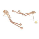 Etnico Valentines Special Sparkling Glamorous Rose Gold Plated Floral Shape Stud CZ and American Diamond Tassel Drop Fashionable Earrings for Women/Girls